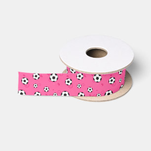 Cute Pink Soccer Pattern Satin Ribbon