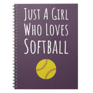 Cute Pink Softball Gifts For Kids Girls Players  Notebook