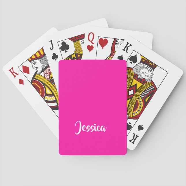 Cute pink solid plain playing cards (Back)