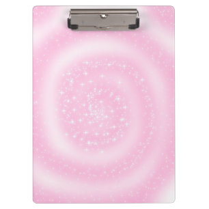 Cute Pink Sparkly Starry Spiral Clipboard