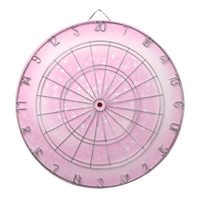Cute Pink Sparkly Starry Spiral Dartboard (Front)