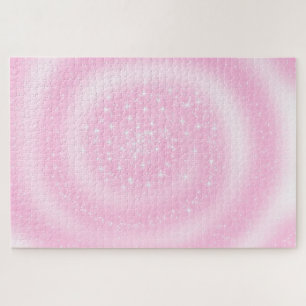 Cute Pink Sparkly Starry Spiral Jigsaw Puzzle