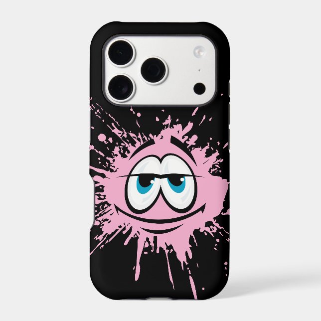 Cute Pink Splatter Face iPhone Case (Back)