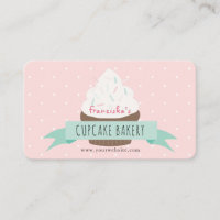 Cute Pink Sprinkles Cupcake Bakery Business Card