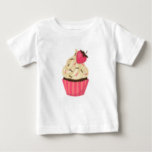 Cute Pink Sprinkles Strawberry Cupcake Baby T-Shirt