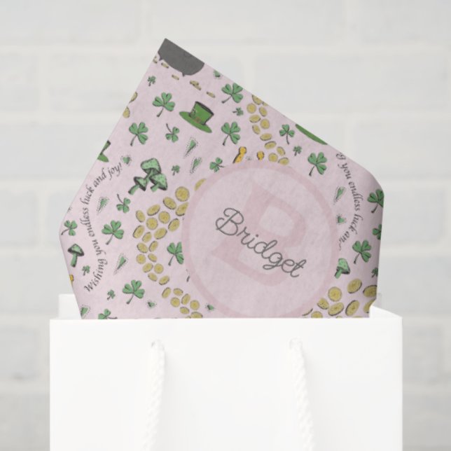 Cute Pink St. Patrick's Day Baby Girl Tissue Paper (Gift Bag)
