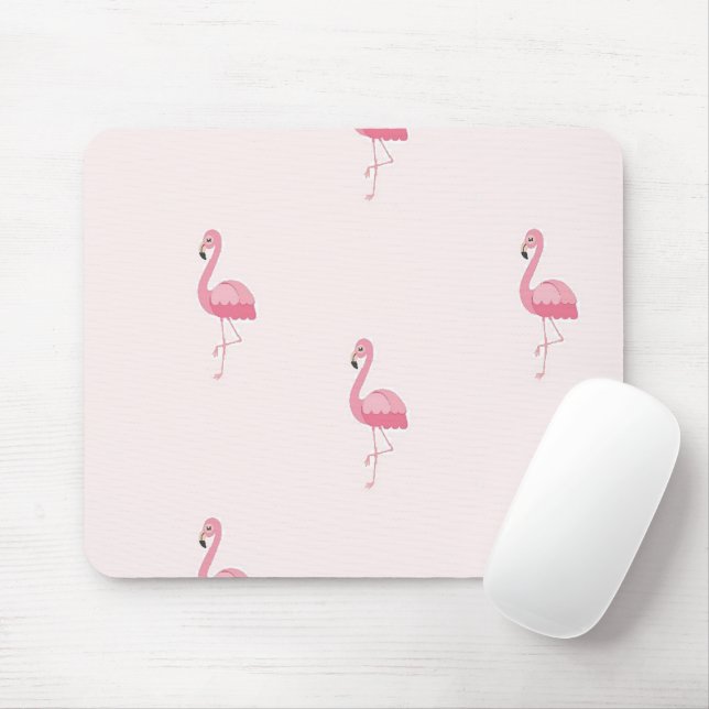 Cute pink standing flamingo mouse pad (With Mouse)