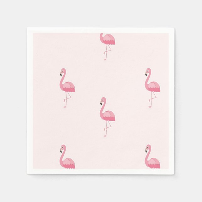 Cute pink standing flamingo napkin (Front)