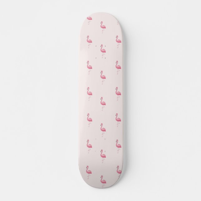 Cute pink standing flamingo skateboard (Front)