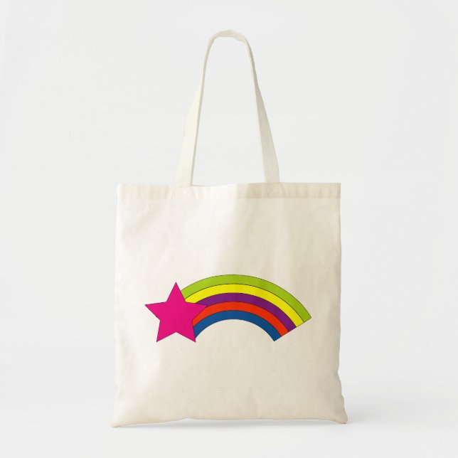 Cute Pink Star Colourful Rainbow Tote Bag (Front)