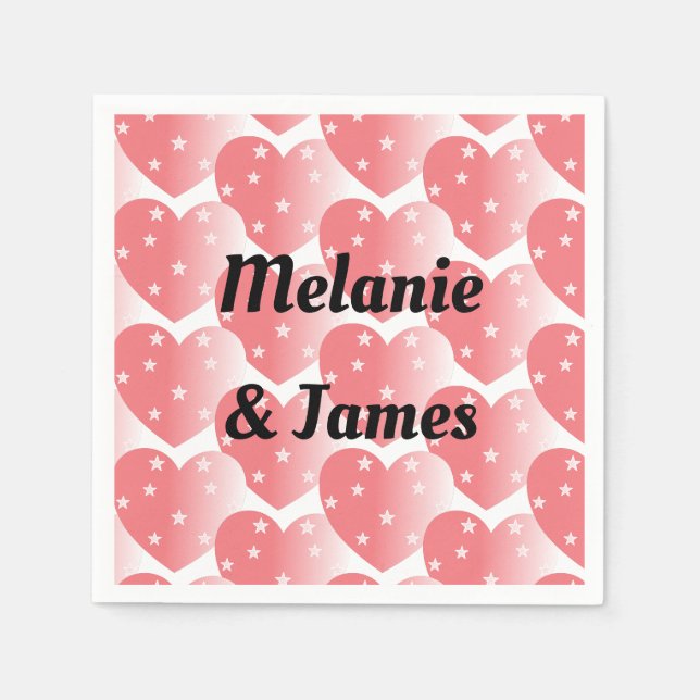 Cute Pink Star Hearts Pattern Square Sticker Napkin (Front)