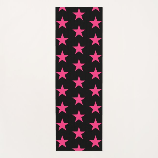 Cute Pink Star Pattern Long Yoga Mat (Front)