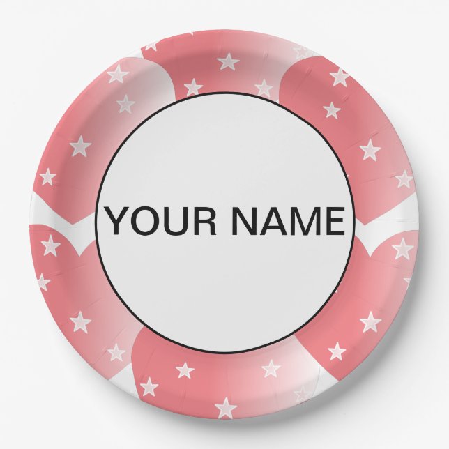 Cute Pink Star Pattern Paper Plate (Front)
