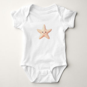 Cute Pink Starfish Baby Bodysuit