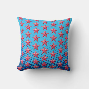 Cute Pink Starfish Blue Ocean Cushion
