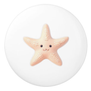 Cute Pink Starfish Ceramic Knob