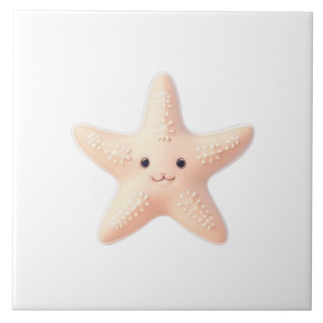 Cute Pink Starfish Ceramic Tile (Front)