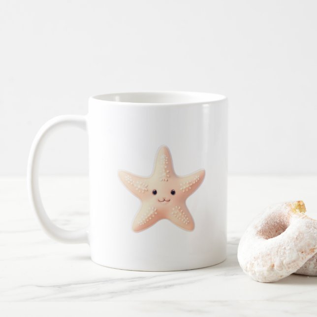 Cute Pink Starfish Coffee Mug (With Donut)