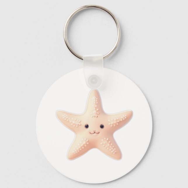 Cute Pink Starfish Key Ring (Front)