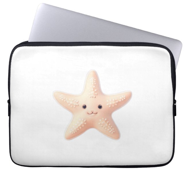 Cute Pink Starfish Laptop Sleeve (Front)