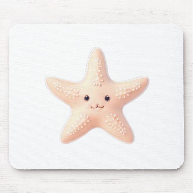 Cute Pink Starfish Mouse Pad (Front)