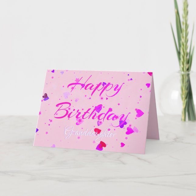  Cute Pink Stars Granddaughter Birthday Card (Front)
