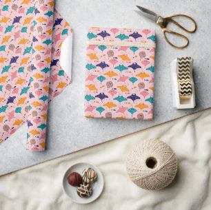 Cute pink sting ray and manta ray fish pattern wrapping paper