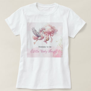Cute Pink Stork Baby Shower Mommy to Be T-Shirt