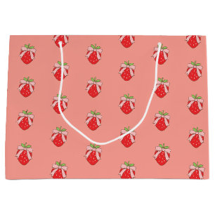 Cute Pink Strawberry Large Gift Bag