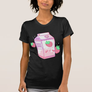 Cute Pink Strawberry Milk Japanese Kawaii Retro s  T-Shirt