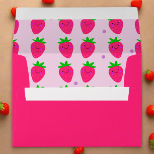 Cute Pink Strawberry Pattern Birthday Party Kids Envelope