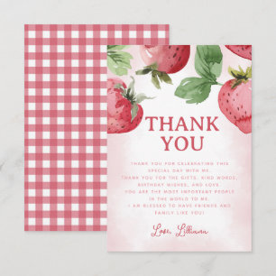 Cute Pink Strawberry Thank You Card