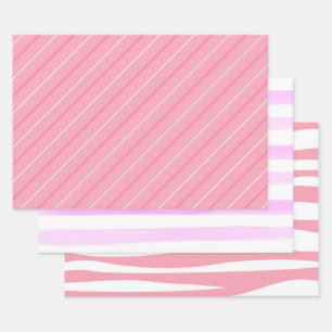 Cute Pink Stripe Collection Girly Decoupage Wrapping Paper Sheet