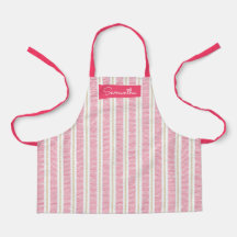 Cute Pink Striped Custom Name Girls Apron