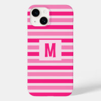 Cute Pink Striped Design Single Initial