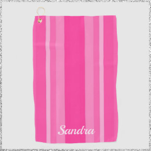 Cute Pink Striped Feminine Golf Towel