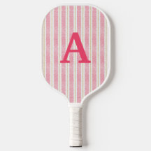 Cute Pink Striped Pickleball Paddle