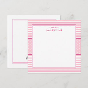 Cute Pink Striped   Preppy Polka Dot I Thank You Card