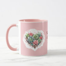 Cute Pink Succulent Heart Valentines Day