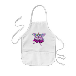 Cute Pink Sugar Plum Fairy Printed Jewel Effect Kids Apron