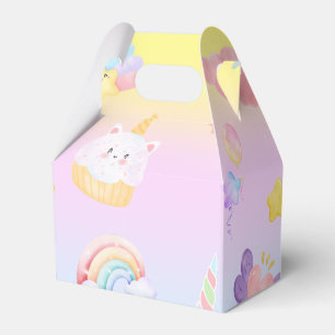 Cute pink sweet cupcake unicorn rainbow Pattern  Favour Box