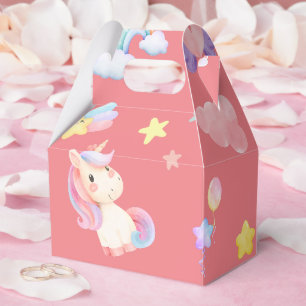 Cute pink sweet unicorn rainbow balloon Pattern Favour Box