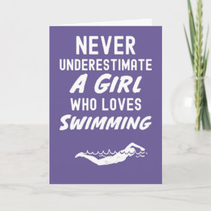 Cute Pink Swimmer Cards For Baby Girls Kids Swim