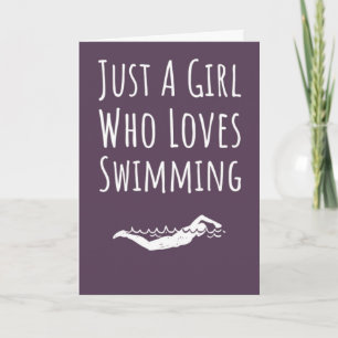 Cute Pink Swimming Cards For Baby Girl Kid Swimmer