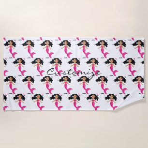 Cute Pink-tailed Mermaid Thunder_Cove Beach Towel