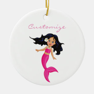Cute Pink-tailed Mermaid Thunder_Cove Ceramic Ornament