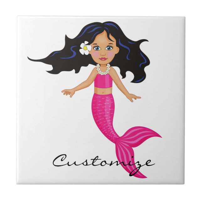 Cute Pink-tailed Mermaid Thunder_Cove Ceramic Tile (Front)