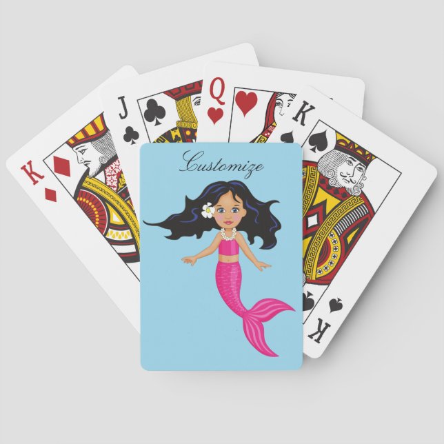 Cute Pink-tailed Mermaid Thunder_Cove Playing Cards (Back)