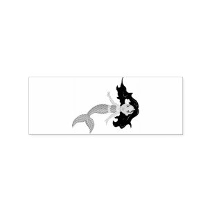 Cute Pink-tailed Mermaid Thunder_Cove Rubber Stamp