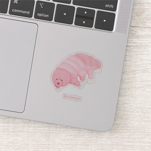 Cute pink tardigrade water bear cartoon (Detail)